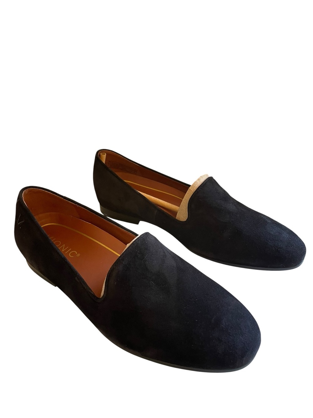 Vionic Willa Black Suede Leather Slip-On Loafers Size 6 1/2 Wide NEW